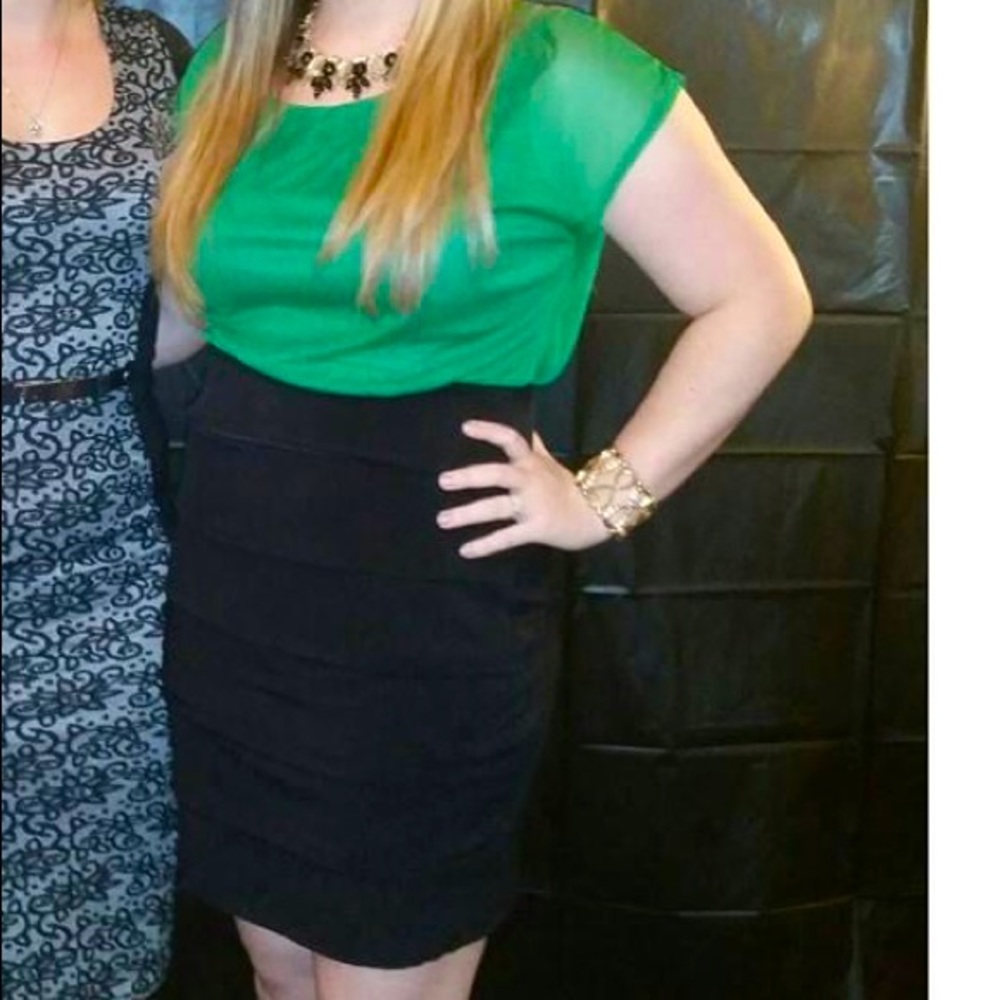 Green and Black Flattering Bodycon Dress